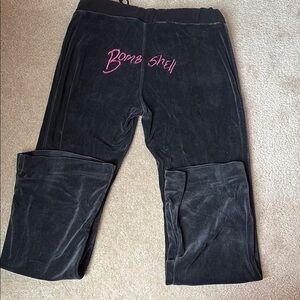 Bombshell Sportswear Black Joggers with Pink Logo